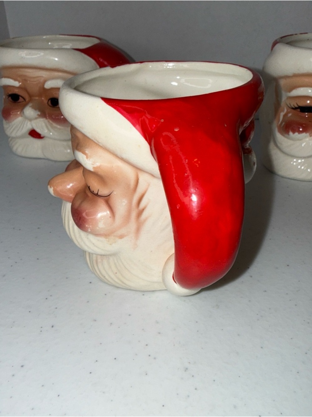 3” Japan made Santa Claus Ceramic Mug - Red and White Holiday Cup set of 4 - Picture 7 of 16